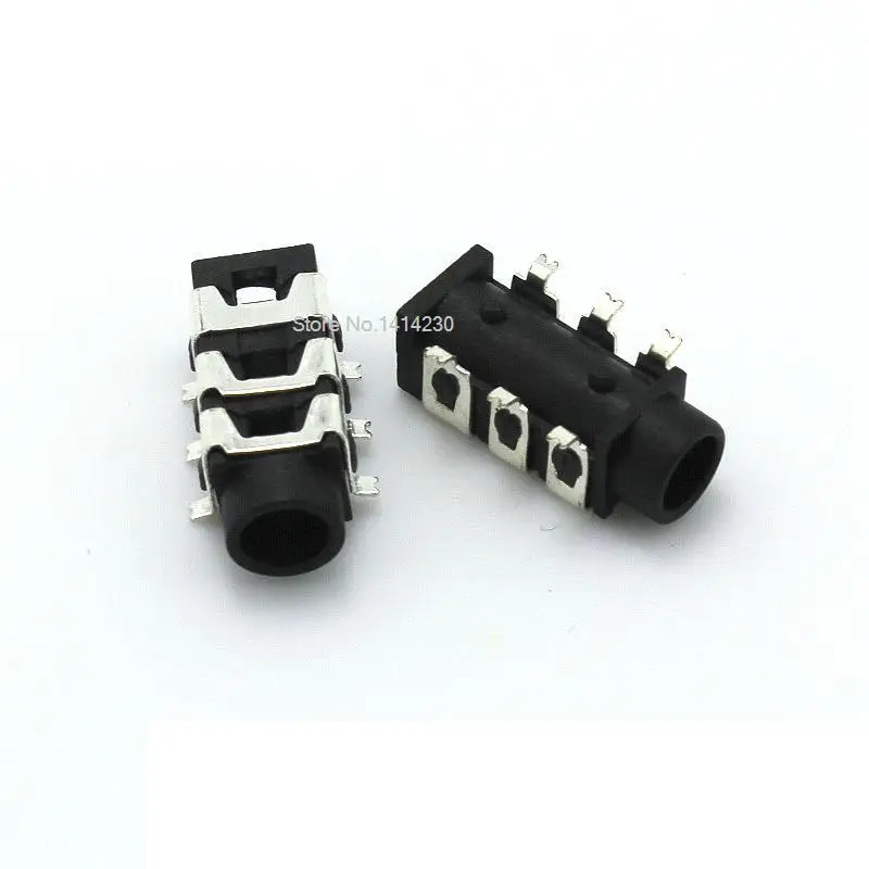 10 шт. PJ-313D PJ313 SMD 6Pin SMT 3,5 мм женский аудио разъем стерео черный и зеленый разъем для наушников