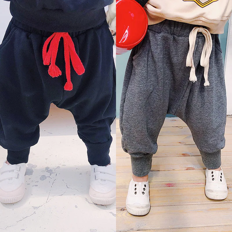 

2019 Autumn New Arrival korean style cotton pure color all-match loose harlen long pants for fashion cute baby girls and boys