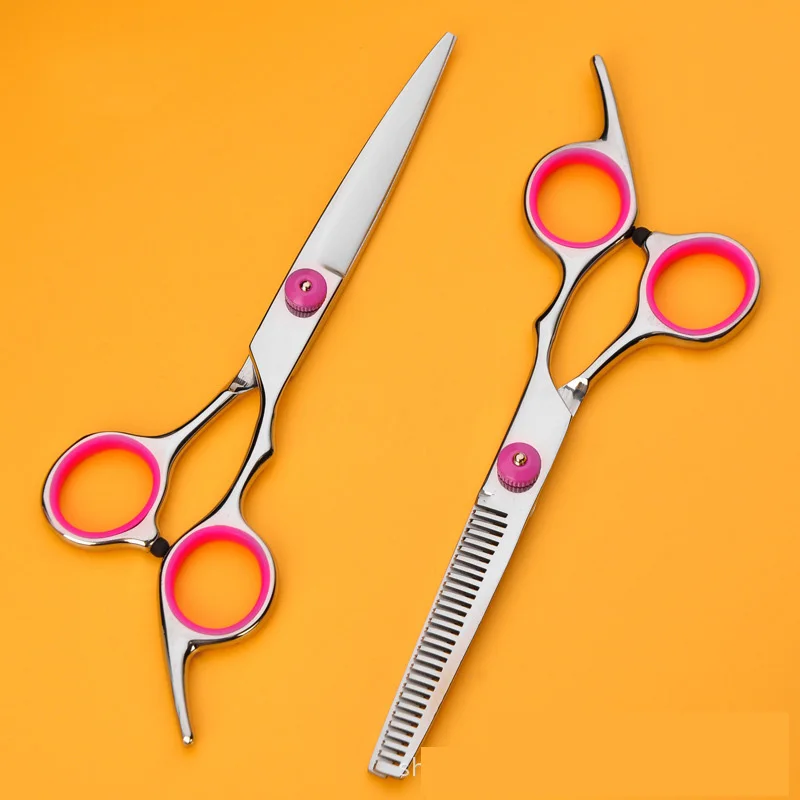 Brainbow 6 inch Cutting Scissors Styling Tool Hair Scissors Stainless Steel Salon Hairdressing Shears Regular Flat Teeth Blades