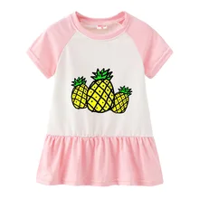 Summer Casual Printed Baby Princess Girls Short-Sleeved Dress Pink Patchwork Girls Clothes For 2-7 Years Old Summer Casual Printed Baby Princess Girls Short-Sleeved Dress Pink Patchwork Girls Clothes For 2-7 Years Old