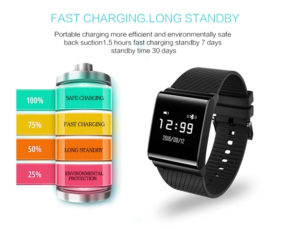 ALANGDUO X9PLUS Smart Bracelet Heart Rate Monitor Smart Sport Band Activity Fitness Tracker Wristband (6)
