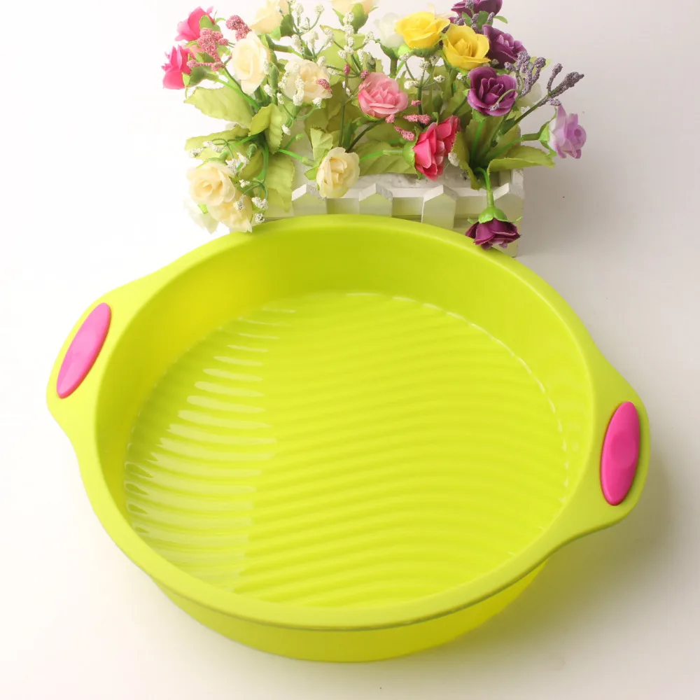 

High Quality forma de silicone Muffin Mousse Brownie Dessert Bakeware Cake Pan Tray Maker round Shape Cake Molds 28.5*24*5 cm