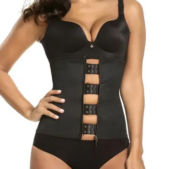 

Women Zipper Rubber Corset Fat Burning Abdomen Steel Bone Corset Women Postpartum Abdomen Belt Slimming Shirt