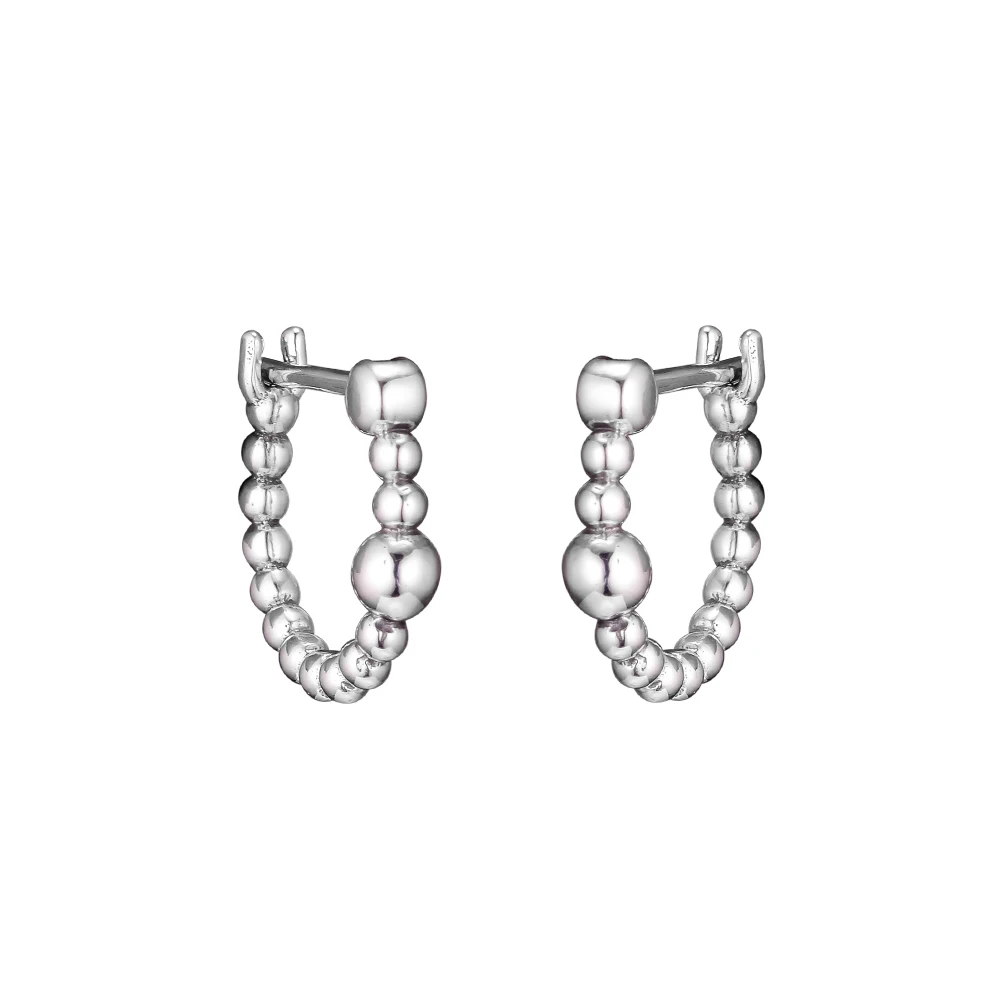 

CKK String of Beads Hoop Earrings 925 Sterling Silver Earrings Original Jewelry Making For Women Anniversary Gift