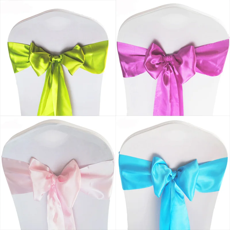 5 Pcs Wedding Event Chair Decorative Knot Tie Bright Pure Color