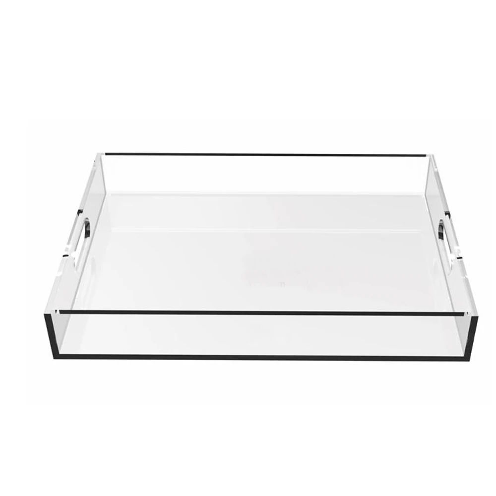 

Rectangle Clear Acrylic Serving Trays with Handle for beverage,fruit,cake,toys YAT-001-1