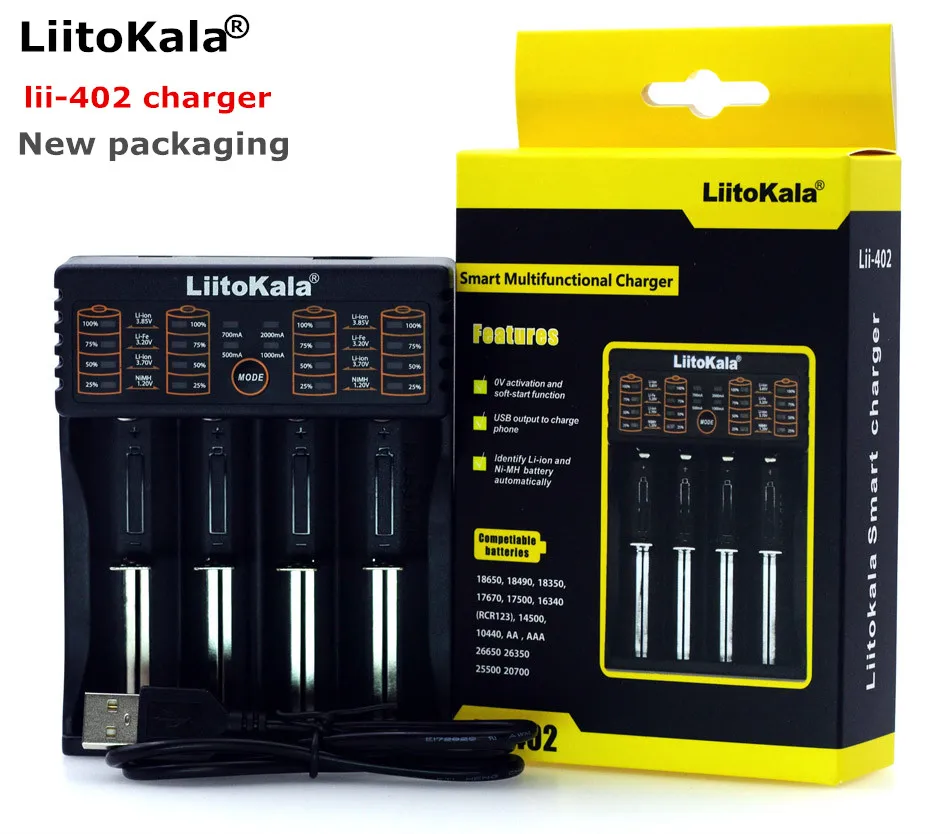 Liitokala lii-402 Lii-202 Lii-100 Lii-S1 charger can be charged 1.2V 3.7V AA/AAA 26650 18650 16340 lithium battery smart charger