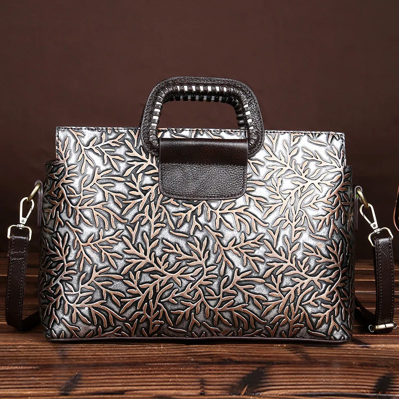 

YISHEN Genuine Leather Women Handbags Vintage Women Crossbody Bags Embossing Top-handle Totes For Female Shoulder Bags LS8821