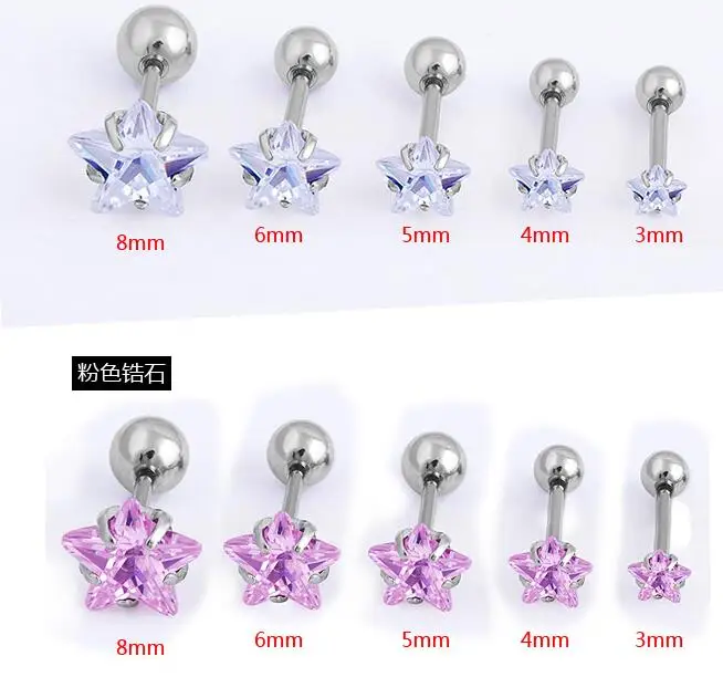 1 Pair Surgical Stainless Steel Stud Earring Zircon Stapelia Ear 1 Pair Surgical Stainless Steel Stud Earring Zircon Stapelia Ear Tragus Piercing Fake Taper For Men Women Body Jewelry 3 8 Mm In Earrings From