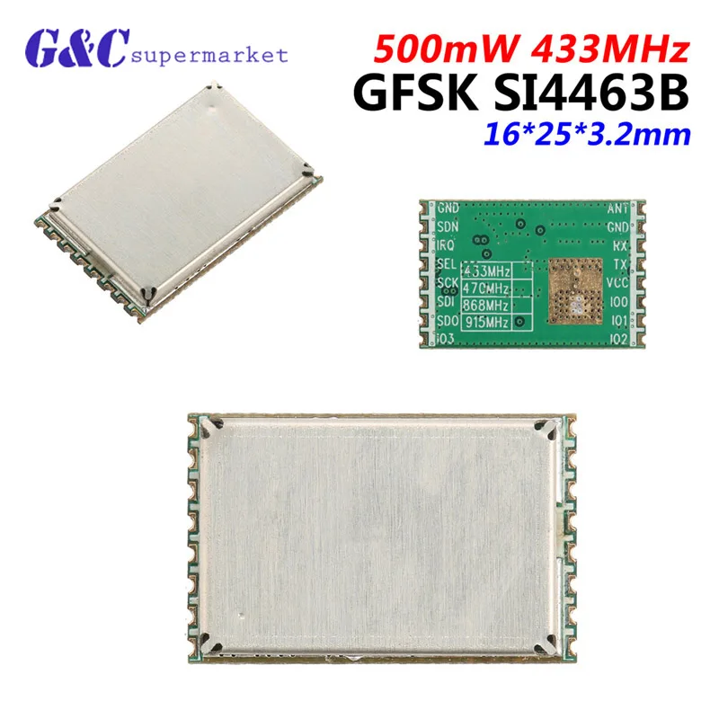 

GFSK SI4463B PA 433/470MHz 500mW Wireless Transceiver Module For Arduino