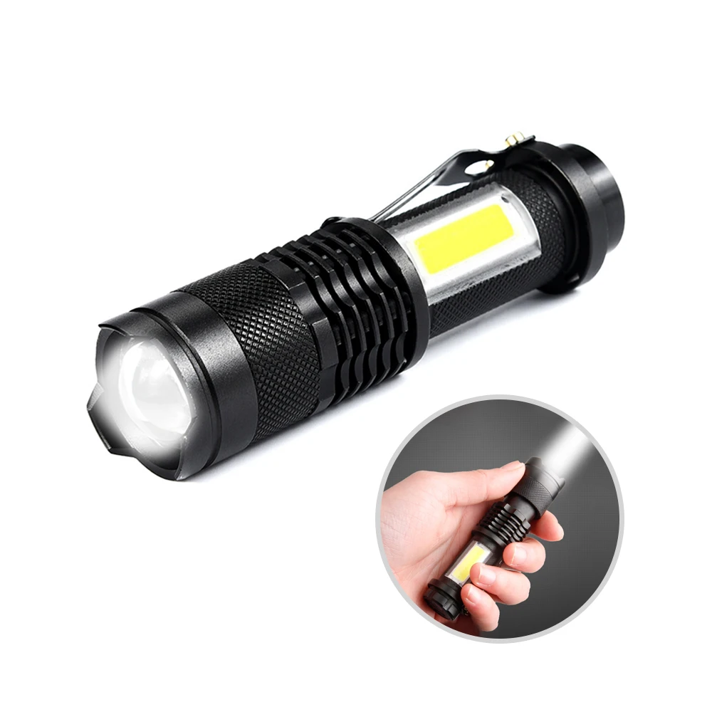 

Dozzlor Portable Flashlight Outdoor Mini Electric Torch Q5+COB 6000K Retractable Zoom Walking Hiking Night Flashlight