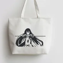 Акаме ga kill японского Аниме Холст Tote сумки сумка для покупок с персонажем из мультфильма Школьная Сумка Многоразовые шоппер Бакалея GA1307