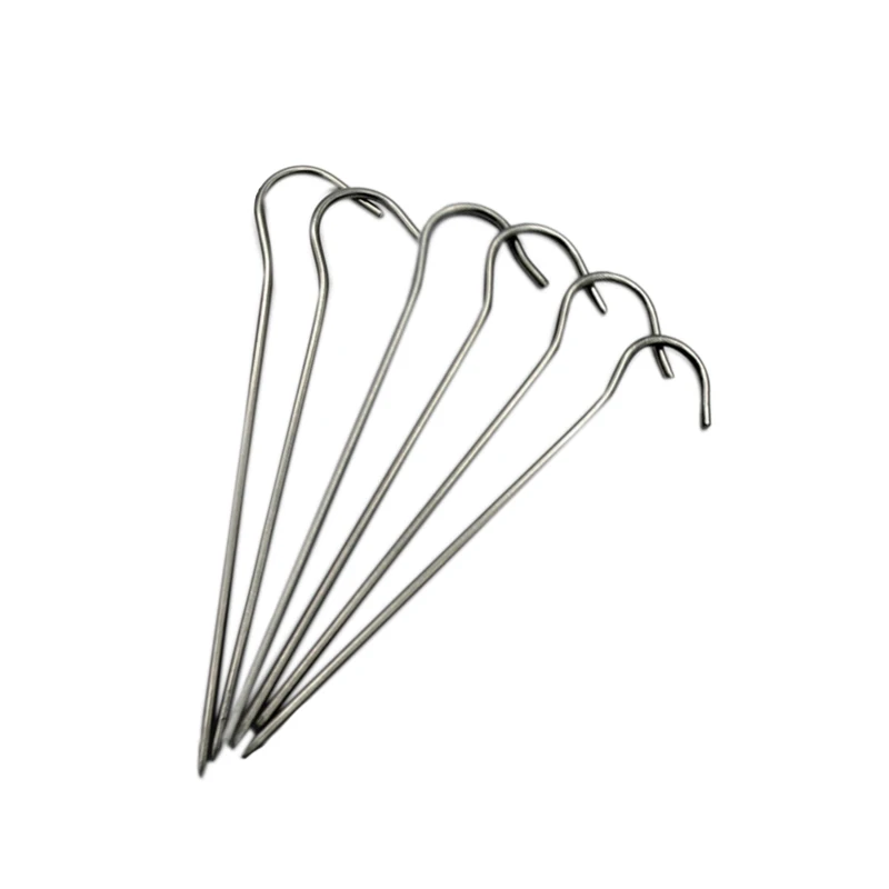 

TOP!-6Pcs Titanium Alloy Tent Peg Nail Outdoor Camping Accessory Tent Stake Bend Head Diameter 3.5Mm Titanium Tent Pegs