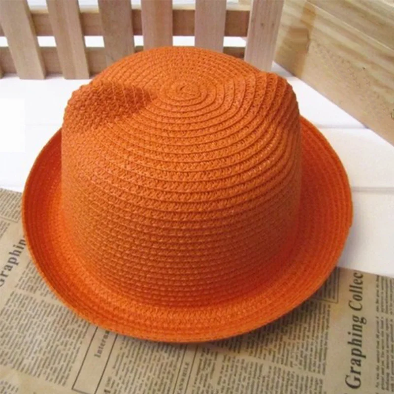 

ideacherry Summer Baby Hats Cat Ears Kids Sun Caps Brand Straw Hat Cap Newborn Photography Props Caps Beach Girl Visor Hats
