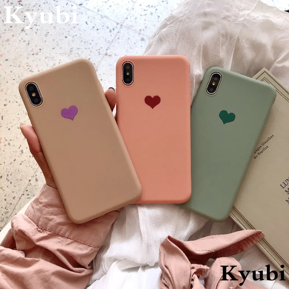 

Cover For Apple iPhone 6S 6 7 8 Plus Silicone Soft TPU Plain Cute Love Heart Protective Phone Case For iPhone X XS MAX XR etui