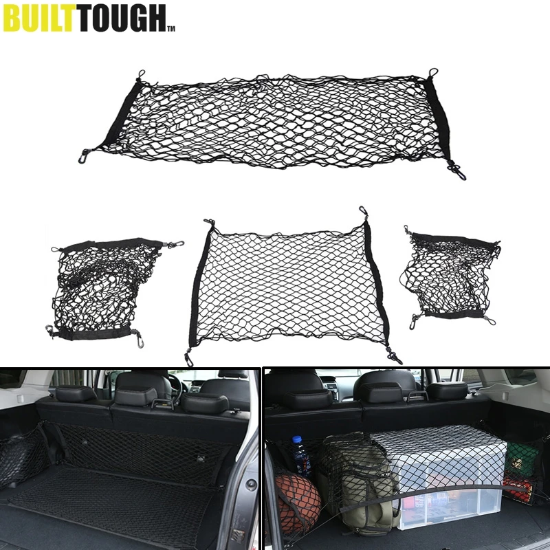 

4Pcs/Set Envelope Floor Side Rear Trunk Cargo Net Mesh Elastic Boot Nets Storage Luggage Organizer Fit For Subaru Outback XV