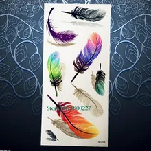 1PC Colorful Indian Feather Pattern Temporary Removable Tattoo Women Makeup Party Tattoo Stickers P3D-03 Fashion Feather Tatto