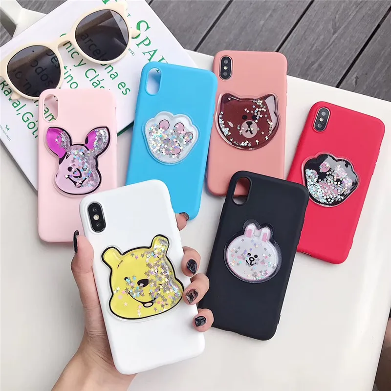

Cute Cartoon bunny Beat Glitter quicksand Soft Case For iphone X XS Xr 6 6S plus 7 8 plus back Cover for iphone xs max coque