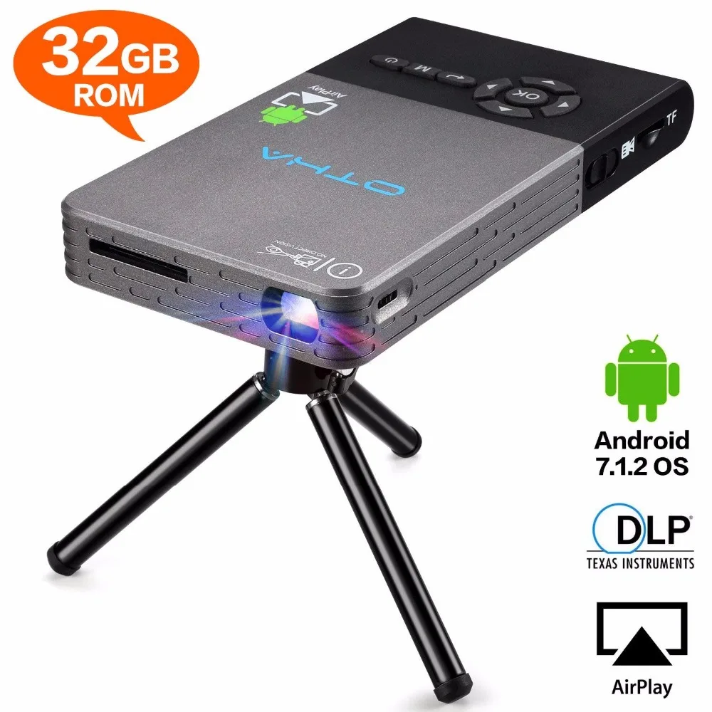 

OTHA Mini Projector Android Portable LED Projectors Built in 5000mAh Battery Wifi Wireless Home Cinema Keystone Correction