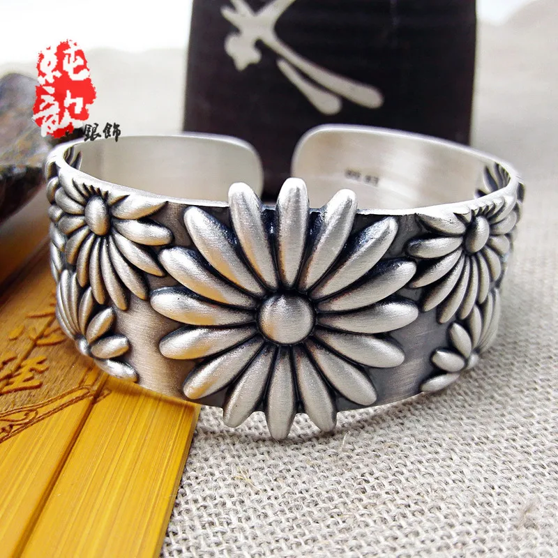 

Jade Bangle Do Old Sterling Bracelet Width Atmosphere Fashion Bracelets National Wind Female Manufacturers Selling Wholesale