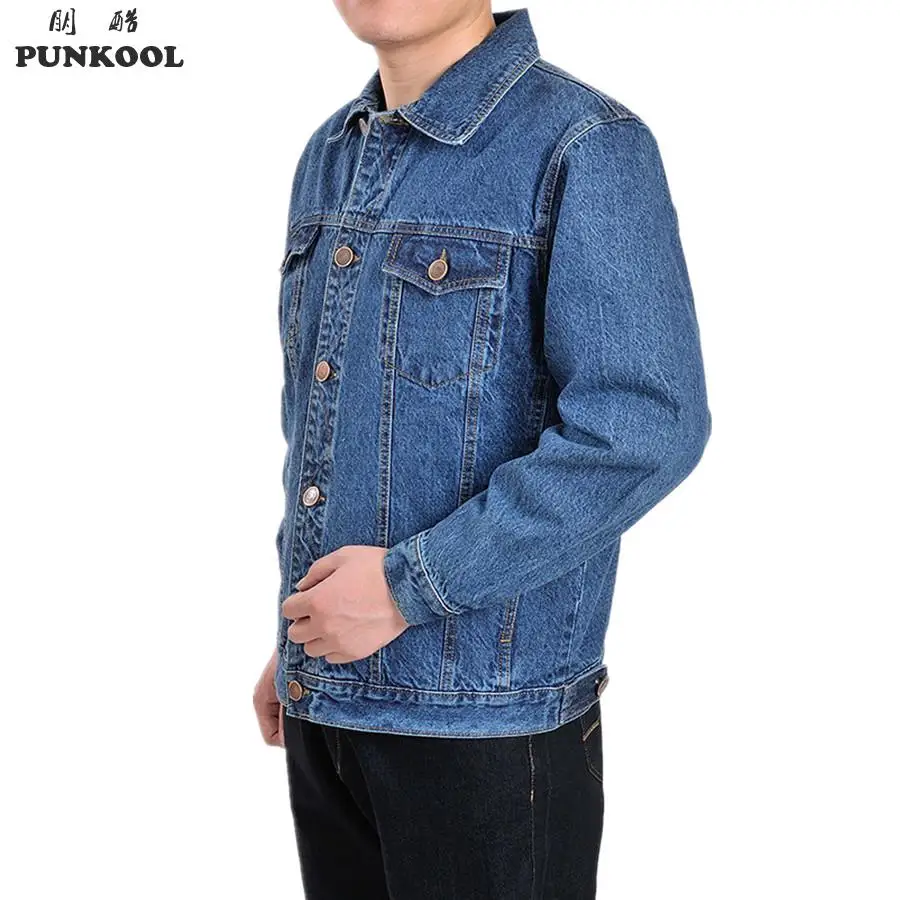 PUNKOOL Denim Jacket Brand Clothing 100% Cotton Casual