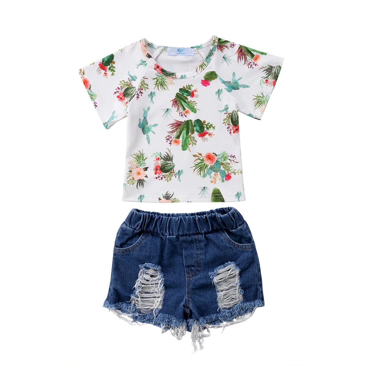 Toddler Kids Baby Girls T-shirt Tops+Jeans Shorts Pants Outfits Clothes 2PCS Set