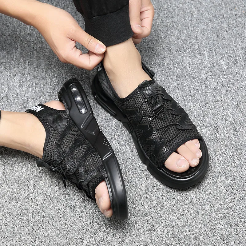 Летние модные дышащие сандалии для мужчин Досуг пляжные обувь, Тапочки