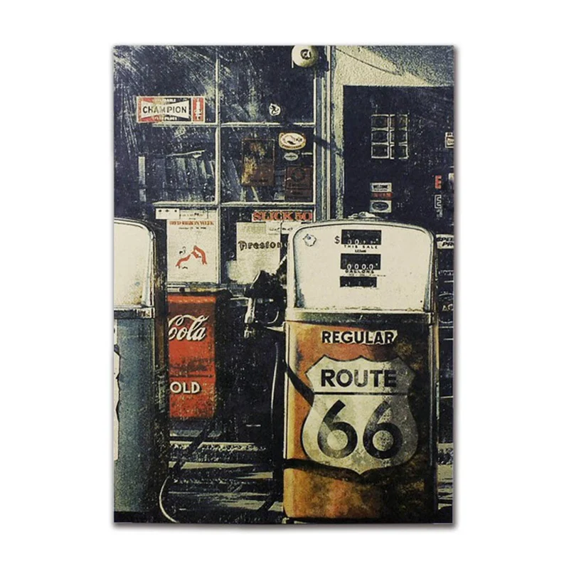 Мода США АЗС стикер стены ретро ностальгия крафт бумага плакат 51.5x36cm|Наклейки на
