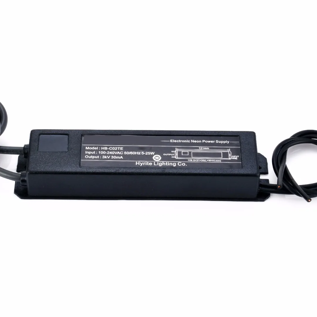 Neon Light Sign Electronic Neon Transformer Power Supply with Wire Cable HB-C02TE 3KV 30mA 5-25W High Quality