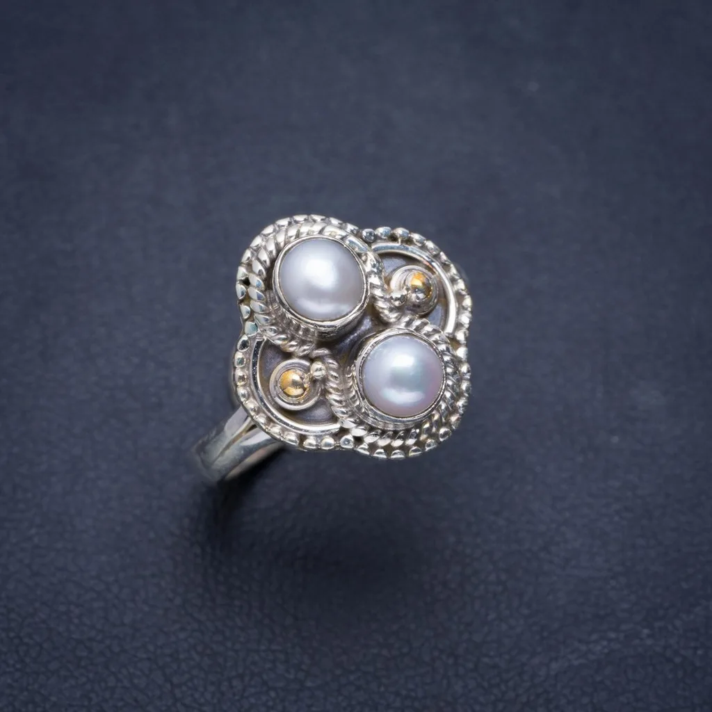 

Natural River Pearl Handmade Unique 925 Sterling Silver Ring 7.5 A1047
