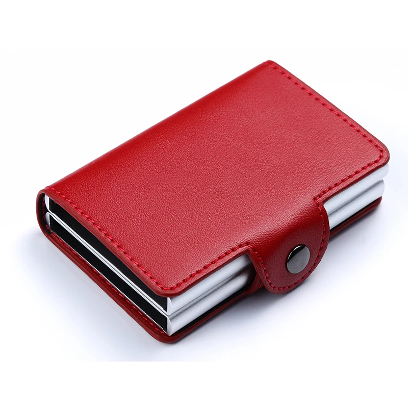 BISI GORO роскошный Смарт-кошелек всплывающий женский кредитный держатель для карт высокое качество RFID Блокировка многофункциональный чехол для ID карты - Цвет: X-7B Red