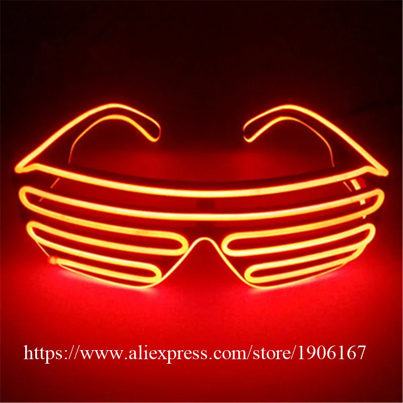 Free shipping Blue el glasses El Wire Fashion Neon LED Light Up Shutter Shaped Glow Rave Costume Party DJ Bright SunGlasses10