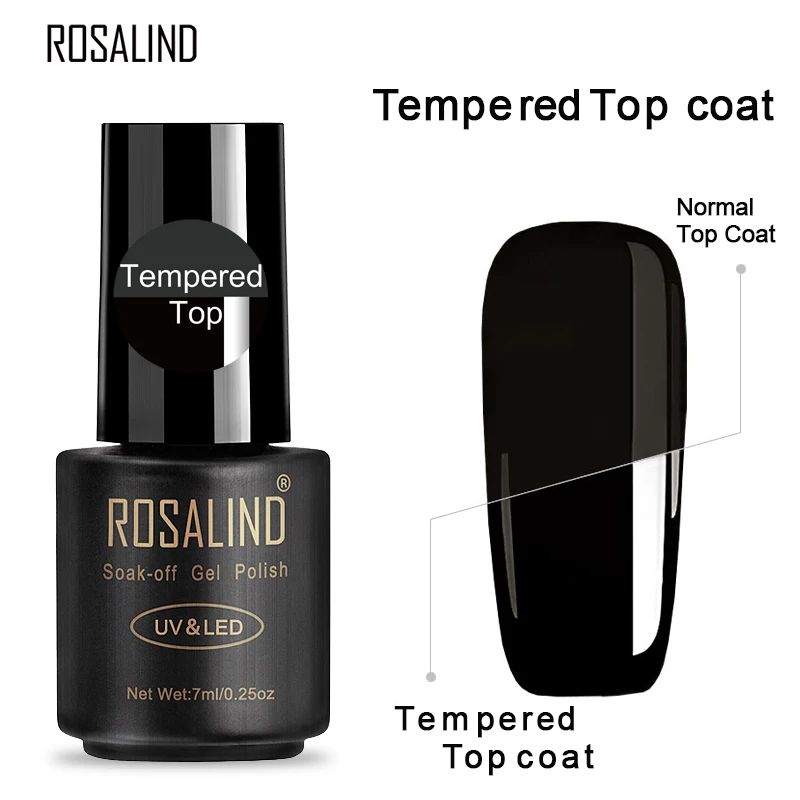ROSALIND гель 1S 7 мл светящийся розовый золотистый гель блеск лак для ногтей праймер для дизайна ногтей УФ светодиодный маникюрный гель лак замочить от - Цвет: Tempered TOP