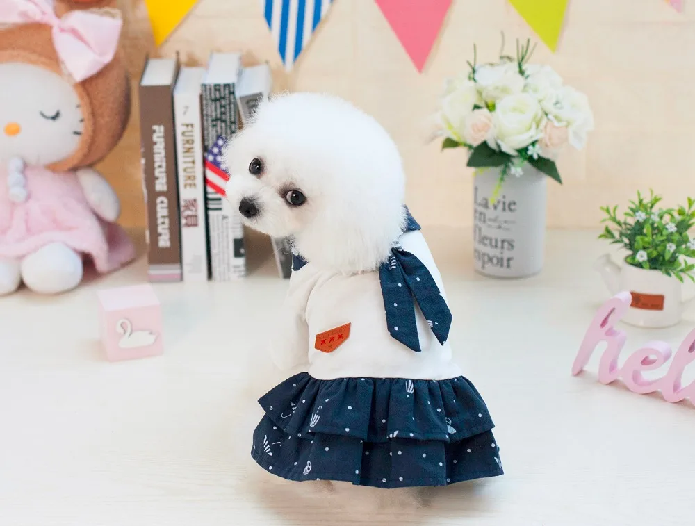 New Coming Dogbaby Popular Pet Dog Dress Clothes In Navy Style From S