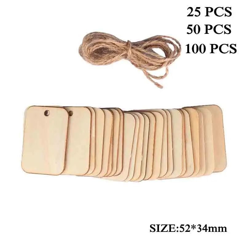 

50pcs Christmas Tree Ornament Wooden Planks Tags Pendants Unfinished Slices for DIY Table DIY Arts Craft Decoration