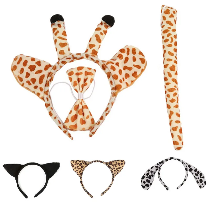 

3PCs/Set Animal Ear Tail Bow Knots Headband Party Costume Ball For Kids Adult Gift Christmas Halloween Carnivals Masquerade Ball