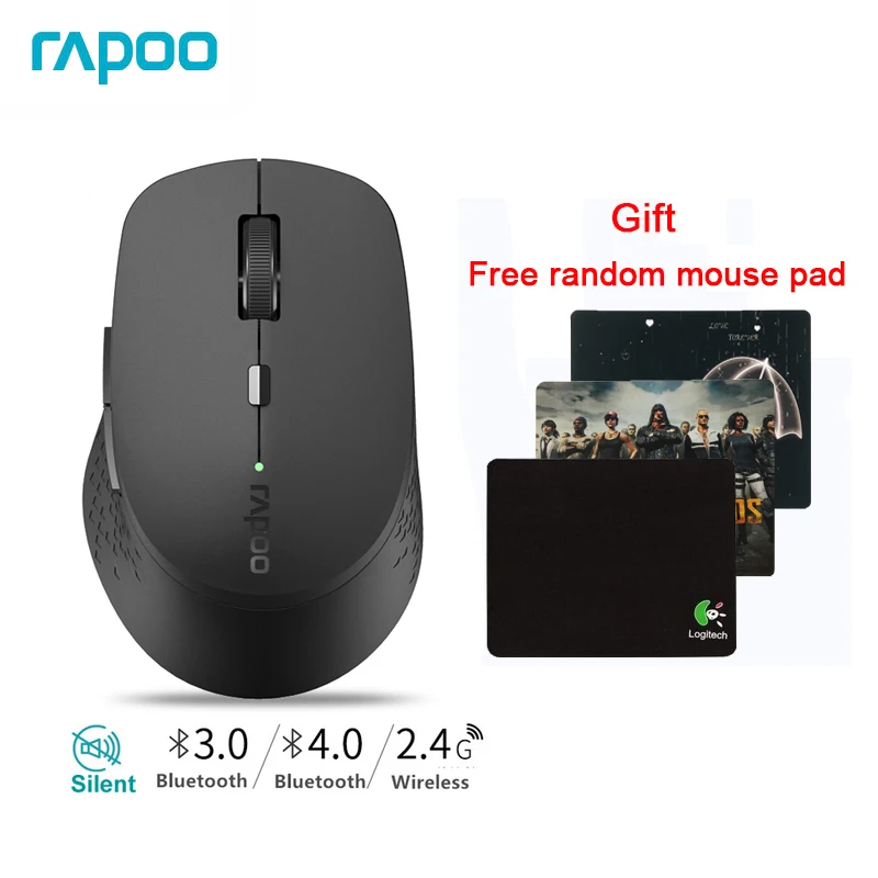 

Rapoo M300 Original Multi-mode Silent Wireless Mouse with 1600DPI Bluetooth 3.0/4.0 RF 2.4GHz for Home Office laptop