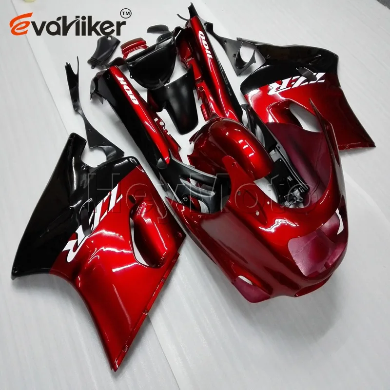 Пользовательские мотоцикла обтекателя Для ZX11R 1990 1991 1992 1993 1994 1995 1996 1997 19978 1999 2000 2001 ABS Двигатель панелей, красные, Пламенные со стразами