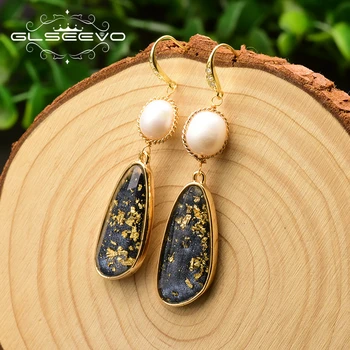 

GLSEEVO 925 Sterling Silver Original Drop Earrings Dangle For Women Natural Fresh Water Pearl Minimalist Luxury Jewelry GE0750