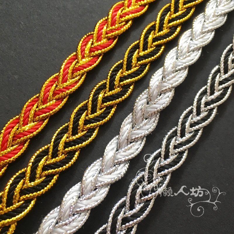 Золотая веревка, Завязывающийся шнурок, шнурок, 13 ярдов, плетеная лента, аксессуары для вязания крючком, винтажные костюмы для косплея, аппликация из лент, 1,1 см