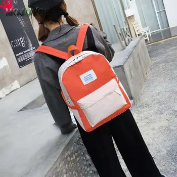 

Women Canvas Hit Color Backpack Preppy Shoulder Bags Travel School Bag Mochila Feminina Sac a Main Femme Back Pack