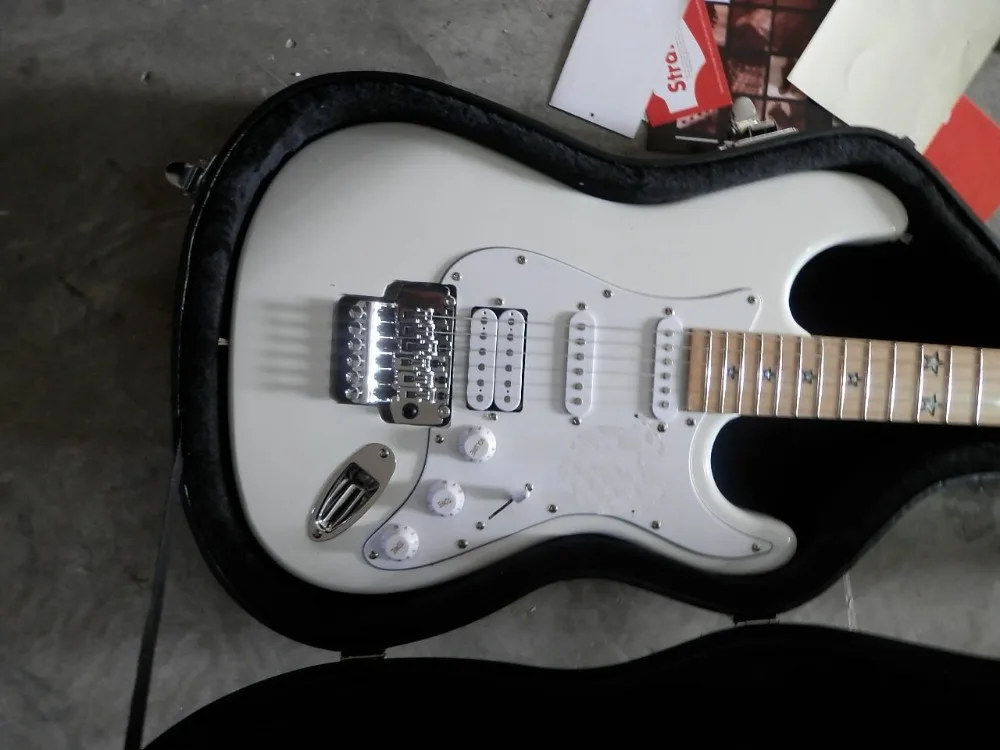 Новая звезда инкрустация белая 6 струн электрогитара с Floyd Rose Tremolo чехлом на