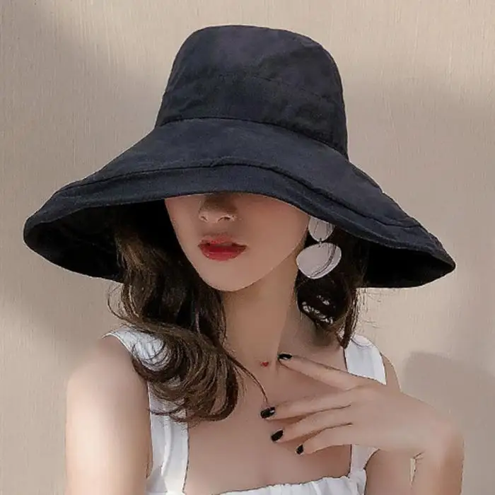 Sunhat женская летняя пляжная с широкими полями Солнцезащитная уличная дорожная шляпа свернутая двухсторонняя Рыбацкая шляпа XR-Hot