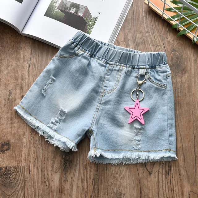 Yorkzaler Kids Short Jeans For Girl Boy Embroidery Ripped Children’s Denim Short Pants Casual Floral Toddler Baby Clothing