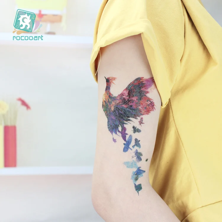 Rocooart PC 24X32 см полная задняя Татуировка бабочка цветок Водонепроницаемая временная татуировка наклейка большие птицы поддельные тату наклейка для рук Женская