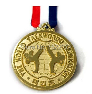 

High quality and low price TAEKWONDO The World TKD Taekwondo Medal hot sales gold medals ribbon cheap custom medals coins