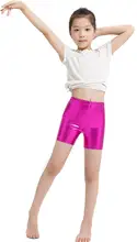 Iconstaumes pantalones cortos metálicos brillantes para niñas, de cintura alta, para baile y gimnasia, material metálico brillante