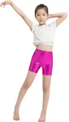 ICOSTUMES Girls Shiny Metallic High Waisted Gymnastics Dance Booty Shorts with High waisted shiny metallic material ICOSTUMES Girls Shiny Metallic High Waisted Gymnastics Dance Booty Shorts with High waisted shiny metallic material