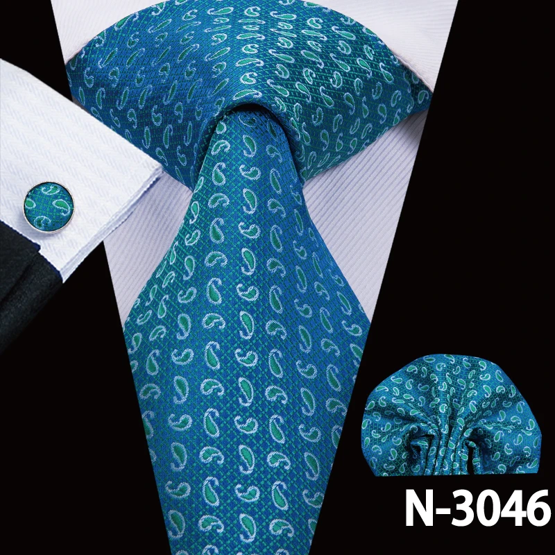 Hi-Tie синие мужские галстуки 8,5 см классические мужские синие галстуки Набор однотонных клетчатых полосатых шелковых галстуков и носовых платков Набор Запонок - Цвет: SN-3046