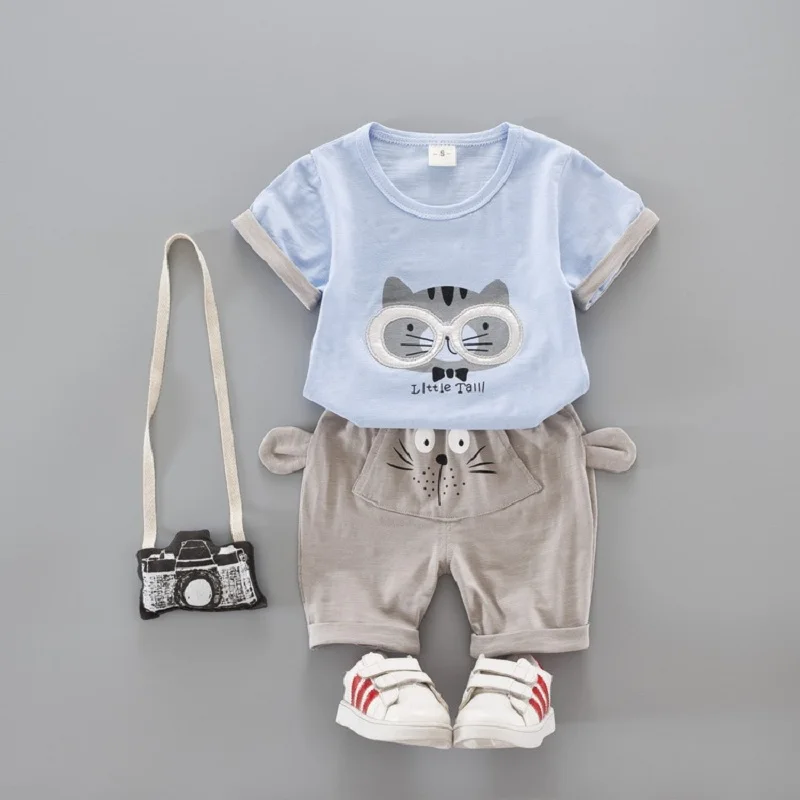 Комплект одежды для малышей, комплекты одежды для новорожденных мальчиков и девочек, летний комплект из 2 предметов, хлопковая милая детская одежда с рисунком Тоторо, комплект для малышей